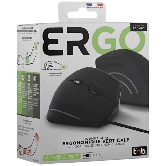Mouse T'nB MUERGOV Ergonomico Vertical 1600 DPI USB Tipo A Nero