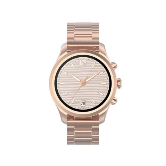 Reloj inteligente Forever SW-800 Verfi 1.3" IPS, Resistente Agua IP68, Banda Metal Oro S/M