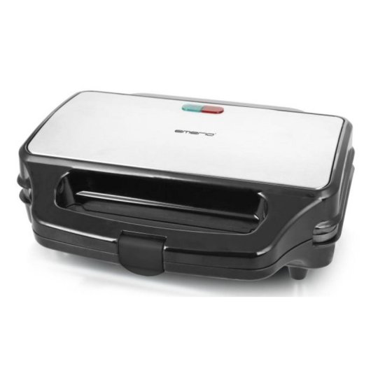 Sandwichera Emerio ST-109562.17 900W Base Antideslizante Indicador Luz Negro Plata