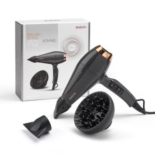 Sèche-cheveux Ionique Professionnel BaByliss 6719DE 2200W 3 Températures 2 Vitesses avec Accessoires Noir