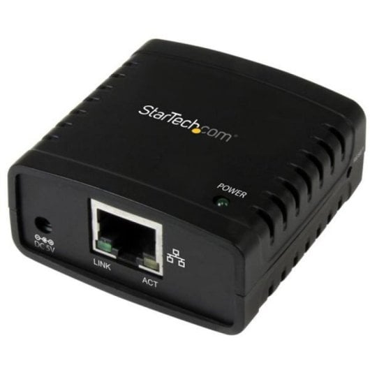 Servidor de impresión StarTech.com USB a Ethernet 10/100 Mbps LPR Negro compacto