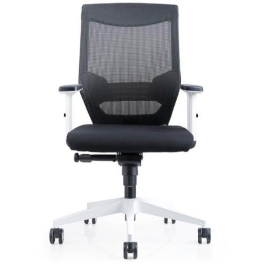 Sedia ufficio Rocada Ergoline 908w-4 molla gas regolabile, schienale in rete nera, base bianca