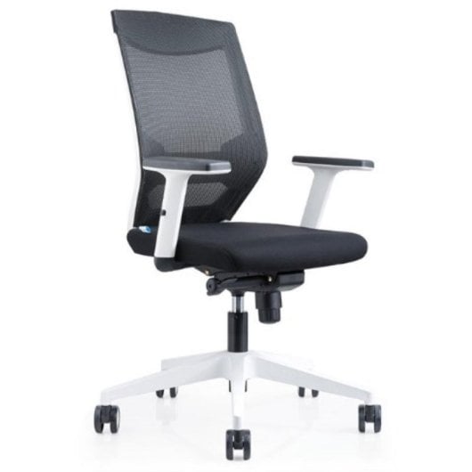 Sedia ufficio Rocada Ergoline 908w-4 molla gas regolabile, schienale in rete nera, base bianca