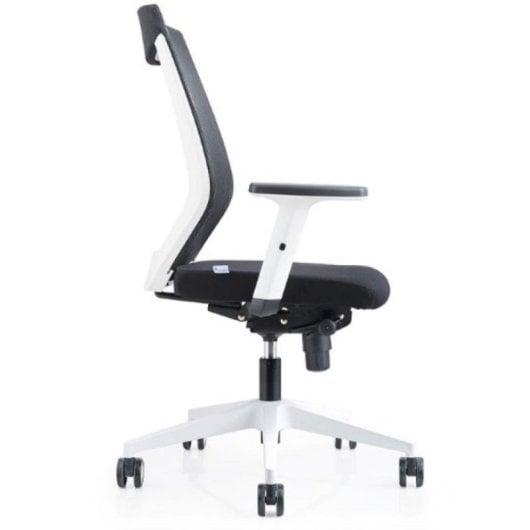 Sedia ufficio Rocada Ergoline 908w-4 molla gas regolabile, schienale in rete nera, base bianca