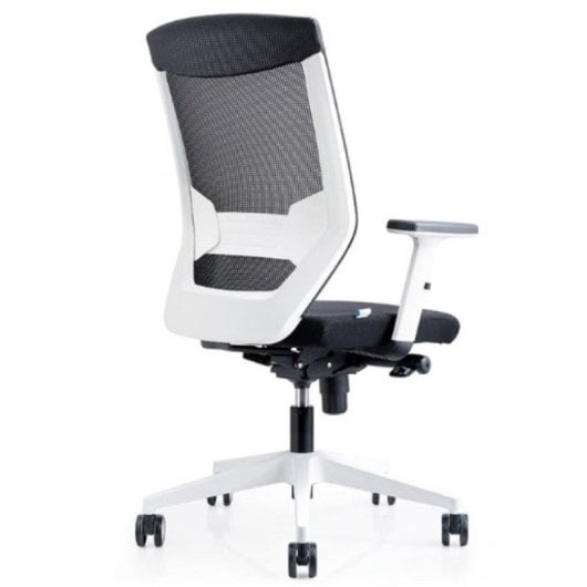 Sedia ufficio Rocada Ergoline 908w-4 molla gas regolabile, schienale in rete nera, base bianca