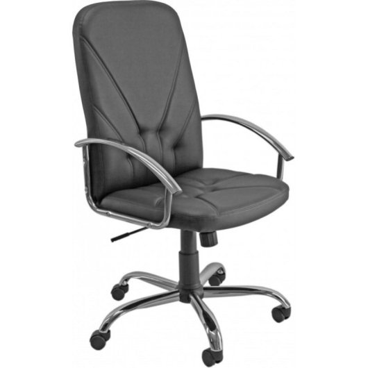Silla de oficina UNISIT Dante PC Asiento y Respaldo Acolchados Imitación Piel Negra Ajuste Altura 12cm Reposabrazos Rígi