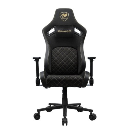 Silla gaming COUGAR CGR-DFF-GLB respaldo ajustable, reposabrazos 4D, 120kg, tela negra/oro