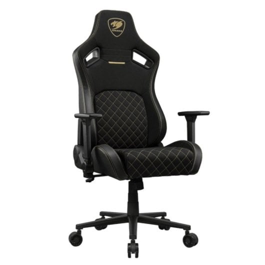 Silla gaming COUGAR CGR-DFF-GLB respaldo ajustable, reposabrazos 4D, 120kg, tela negra/oro