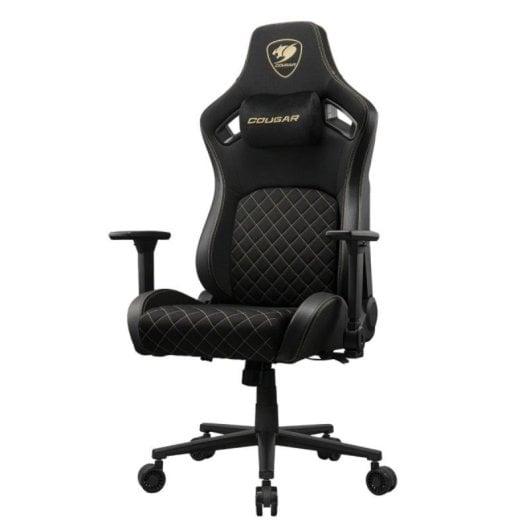 Silla gaming COUGAR CGR-DFF-GLB respaldo ajustable, reposabrazos 4D, 120kg, tela negra/oro