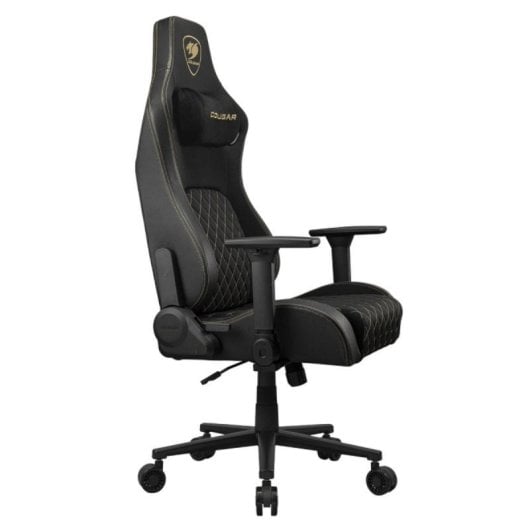 Silla gaming COUGAR CGR-DFF-GLB respaldo ajustable, reposabrazos 4D, 120kg, tela negra/oro