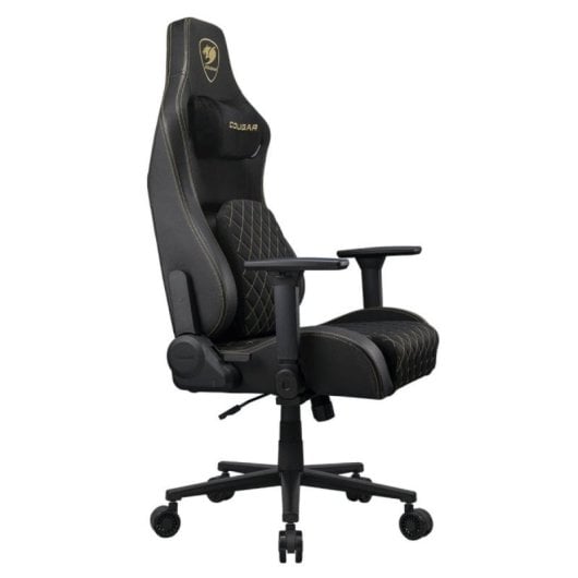 Silla gaming COUGAR CGR-DFF-GLB respaldo ajustable, reposabrazos 4D, 120kg, tela negra/oro