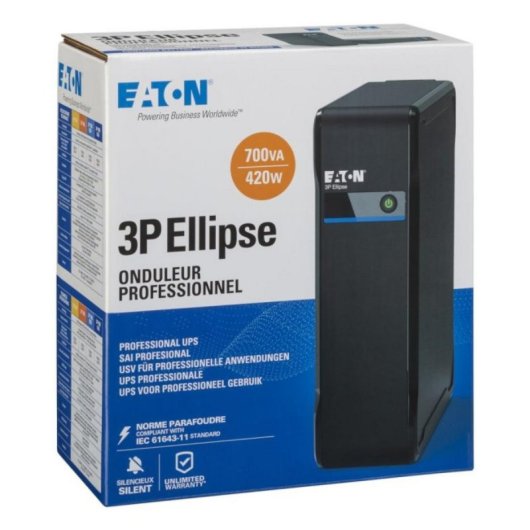 SAI Eaton 3P Ellipse 0,7 kVA 420 W Torre 4x C14 7Ah 12V Negro LED