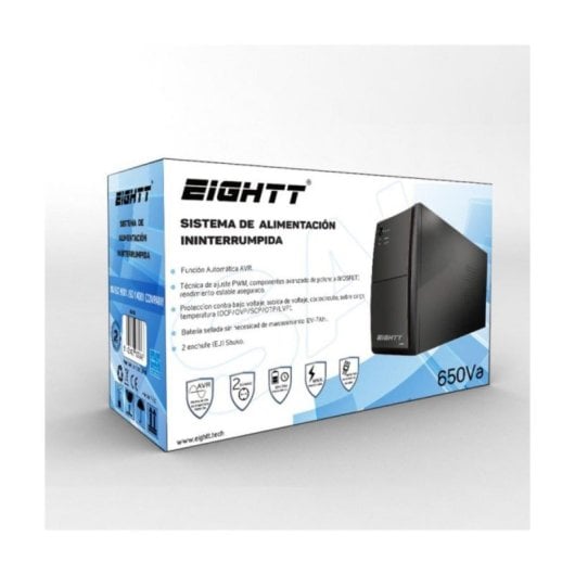 SAI Eightt ES650 0,65 kVA Mini Tower AVR 7Ah 12V Metal Negro LED