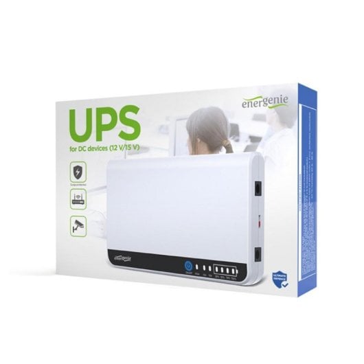SAI compacto Gembird EG-UPS-DC18 18W 12V 2200Ah Li-ion blanco regulación ±5% LED