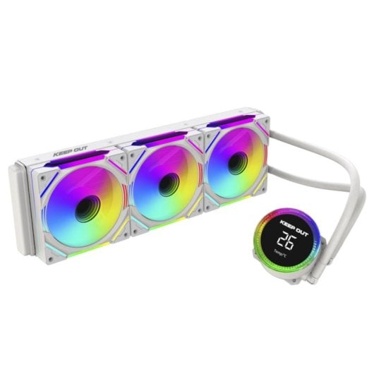 Refrigerador Líquido Keep Out XWC-360PRO Blanco 3 Ventiladores ARGB 360mm Display CPU