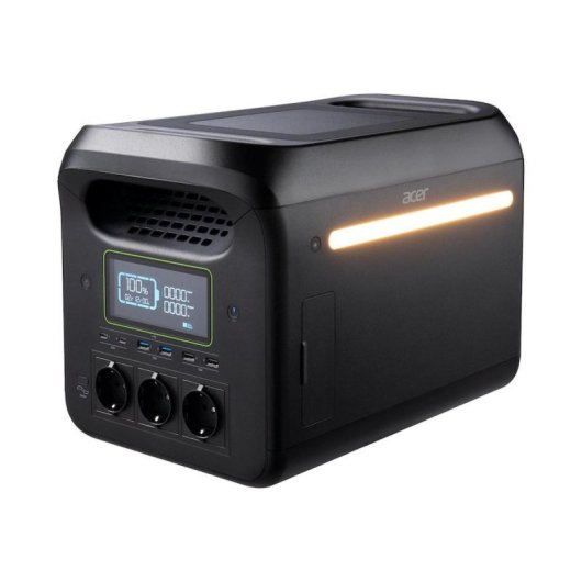 Estación de energía portátil Acer GP.ADT11.02E 1229Wh LiFePo4 1800W 3xAC 6xUSB Solar Negra