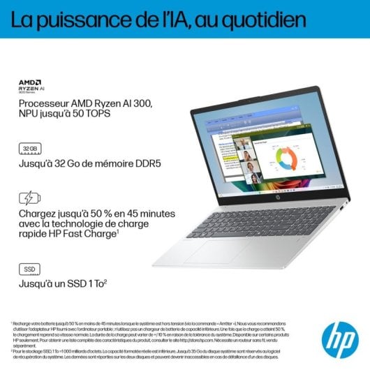 Portátil HP OmniBook 3 NGAI 15-fn0021nf 15.6" AMD Ryzen AI 5 340 24GB 512GB SSD