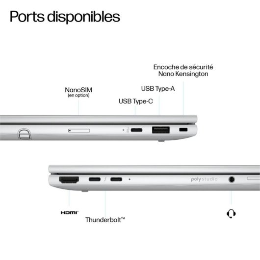 Portable HP EliteBook 8 Flip G1i 13" Intel Core Ultra 7 32 Go 1 To Windows 11 Pro Argent