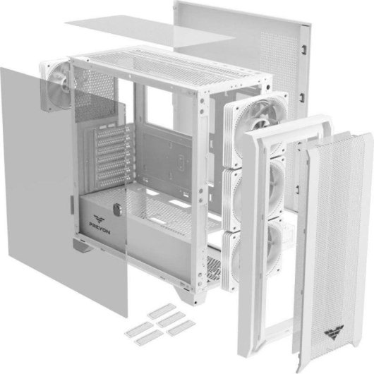 Caja PC Preyon Nest Windy ATX Vidro Temperado Branco ARGB 4 Ventoinhas PWM USB-C