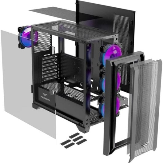 Caja PC PREYON Nest Windy+ 4 Ventiladores 120mm PWM ARGB Vidrio Templado USB-C Negro
