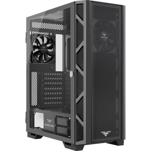 Torre PREYON Nest Meshy Vidrio Templado Panel Mesh 2x Ventilador 120mm Soporte GPU