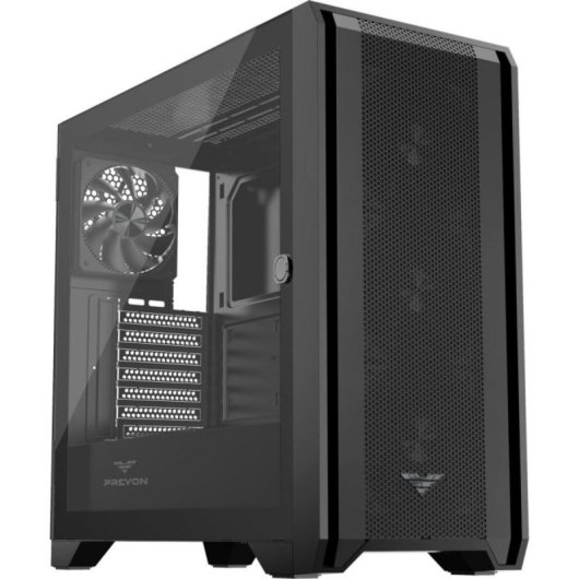 Caja PREYON Nest Windy Negro Mate 4x Ventiladores ARGB Panel Vidrio Templado