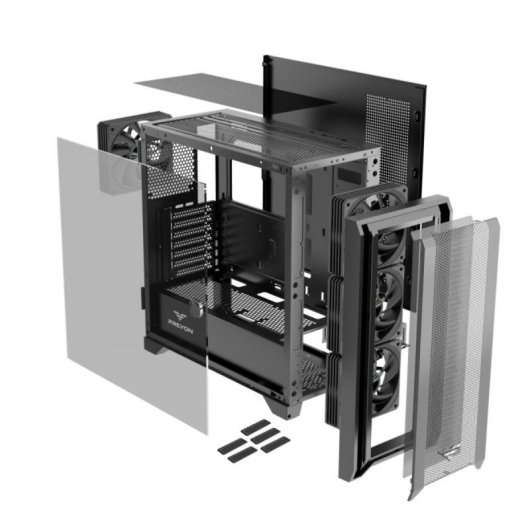 Caja PREYON Nest Windy Negro Mate 4x Ventiladores ARGB Panel Vidrio Templado