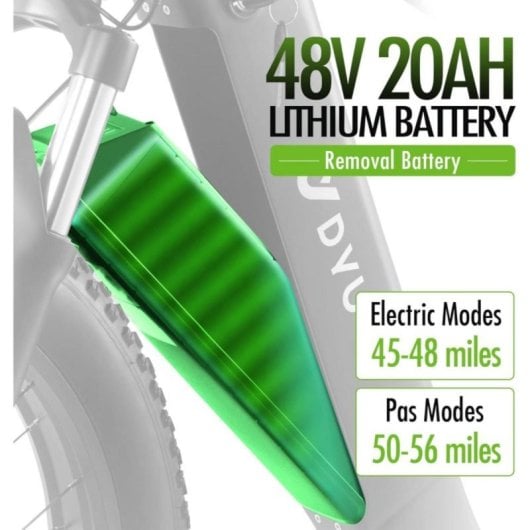 Bicicleta elétrica DYU King 750 48V 20Ah 80km/Hidráulica 26x4" com pneus largos, preta