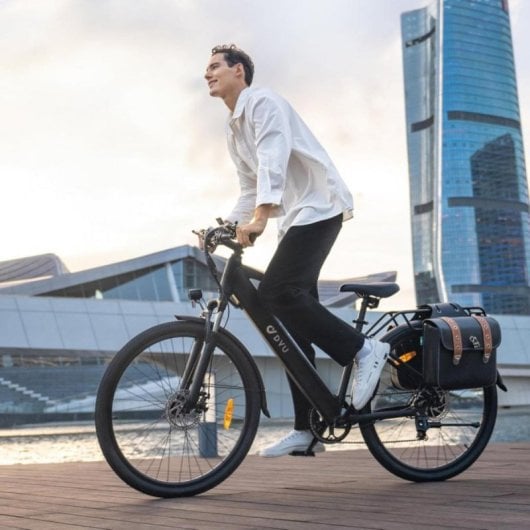 Bicicleta eléctrica DYU C5 48V 10Ah 250W suspensión hidráulica frenos doble disco negro
