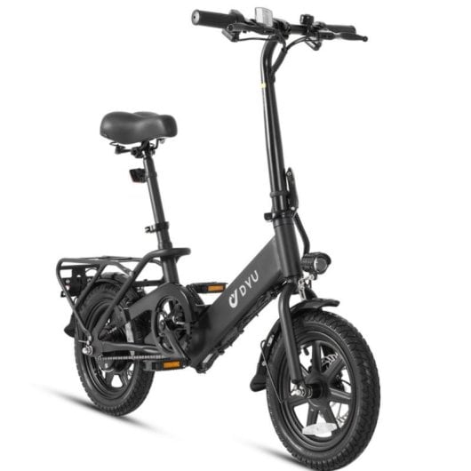 Bicicleta eléctrica DYU C3 plegable 14" 36V 7,5Ah 25km/h LED frenos disco IP54 negra