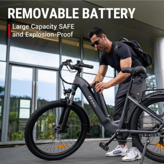Bicicleta eléctrica DYU C1 350W batería extraíble 26" suspensión Shimano 7V IP54