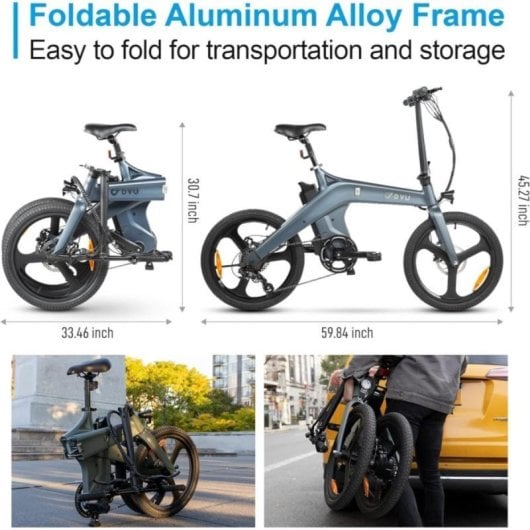 Bicicleta eléctrica DYU T1 sensor de par, batería extraíble, 7 velocidades, plegable, magnesio