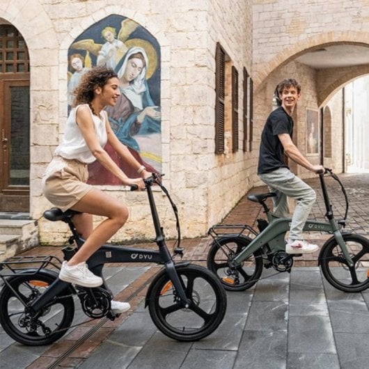 Bicicleta eléctrica DYU T1 sensor de par, batería extraíble, 7 velocidades, plegable, magnesio