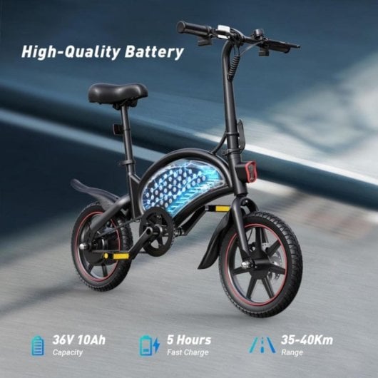 Bicicleta eléctrica DYU D3F Motor 250W 36V Batería 10Ah Plegable 14" Negro