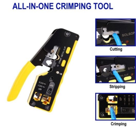 Alicate de Crimpado Ewent EW9006 para RJ45/RJ11/RJ12 Acero Inoxidable Mango Ergonómico