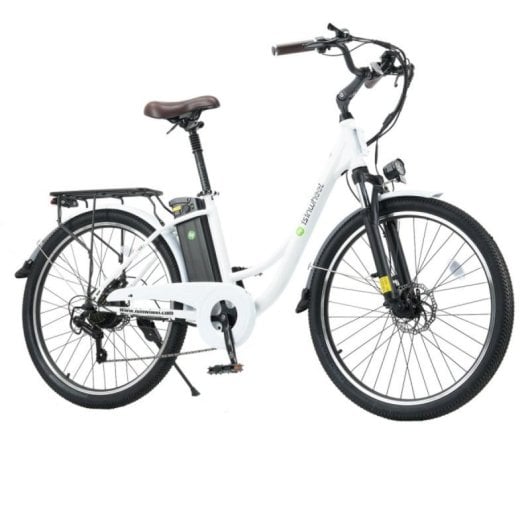 isinwheel U2 250W Weißes 36V 13Ah LCD-Elektrofahrrad mit Federung, 26"-Rädern, 7 Gängen