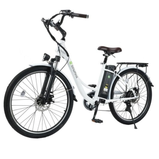 isinwheel U2 250W Weißes 36V 13Ah LCD-Elektrofahrrad mit Federung, 26"-Rädern, 7 Gängen