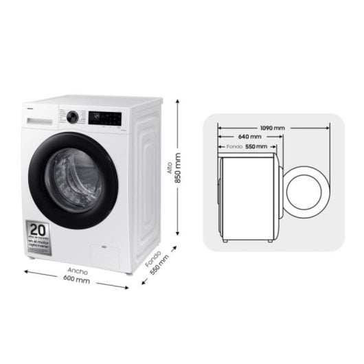 Lavadora Samsung WW11DG5B25AEEC AI EcoBubble 11kg 1400RPM Clase A Negra SmartThings