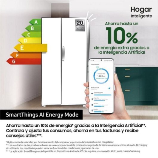 Frigorífico Samsung RS70F64KETEF Inox 640L Wi-Fi AI Inverter No Frost+ Dispensador Agua/Hielo