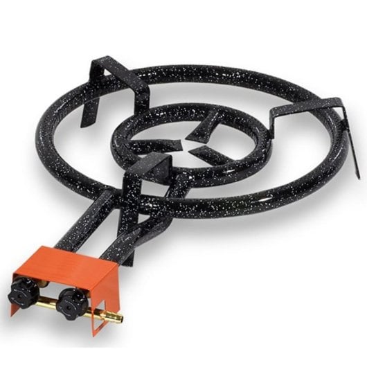 Paellero Gas Vitrokitchen QP501B 50cm 14100W 2 Aros Quemador con 3 Patas Negro Naranja