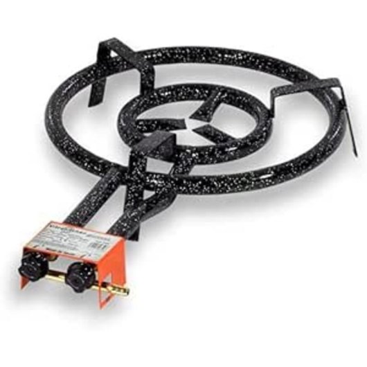 Paellero Gas Vitrokitchen QP501B 50cm 14100W 2 Aros Quemador con 3 Patas Negro Naranja