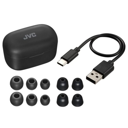 Auriculares JVC inalámbricos Bluetooth TWS con Cancelación de Ruido Micrófono y resistentes al agua negros