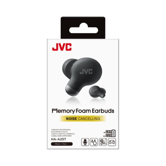 Auriculares JVC inalámbricos Bluetooth TWS con Cancelación de Ruido Micrófono y resistentes al agua negros