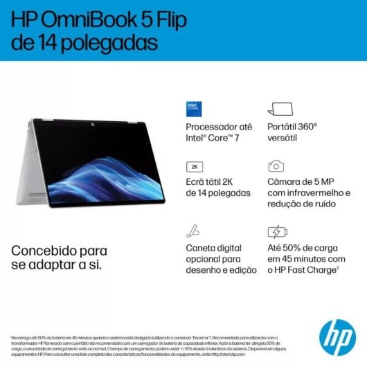 HP OmniBook 5 Flip 14-fp0000np Intel Core i7-150U/16 Go/SSD 1 To/écran tactile 14" (PT)