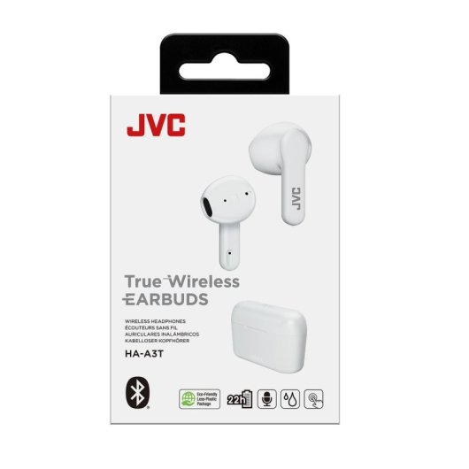 JVC HA-A3T Auriculares Sem Fios TWS Bluetooth com Resistência a Salpicos e Microfone Brancos