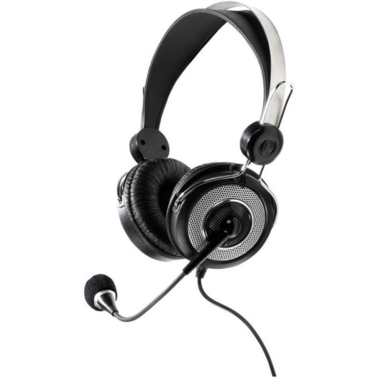 Vivanco 36652 Headset com Cabo, Microfone e Design Retro Preto/Prateado