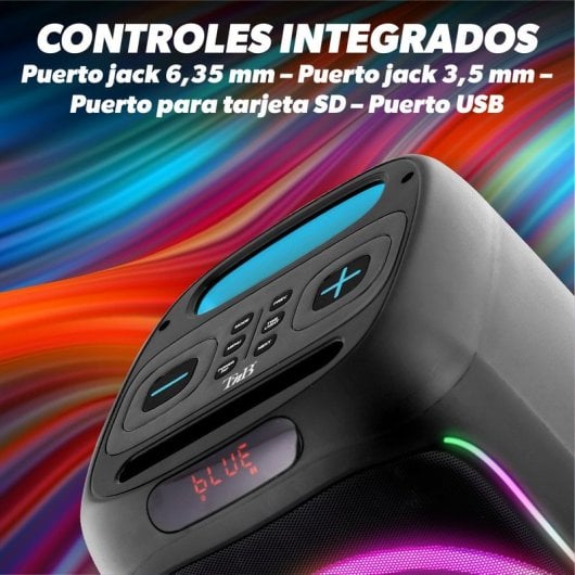 T'nB Cube Blaster Coluna de Festa 40W com Bluetooth 5.0, RGB, Karaoke, USB/SD e Microfone Preta