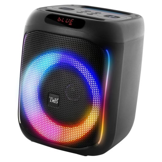T'nB Cube Blaster Coluna de Festa 40W com Bluetooth 5.0, RGB, Karaoke, USB/SD e Microfone Preta