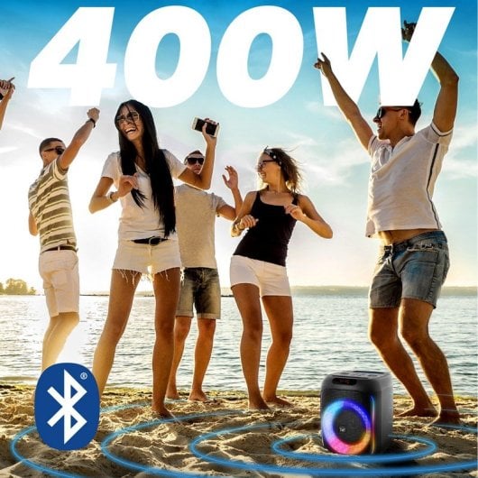 T'nB Cube Blaster Coluna de Festa 40W com Bluetooth 5.0, RGB, Karaoke, USB/SD e Microfone Preta