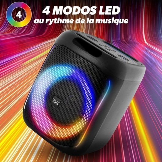 T'nB Cube Blaster Coluna de Festa 40W com Bluetooth 5.0, RGB, Karaoke, USB/SD e Microfone Preta